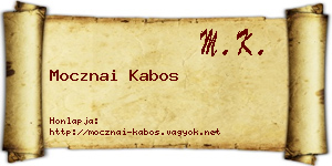 Mocznai Kabos névjegykártya